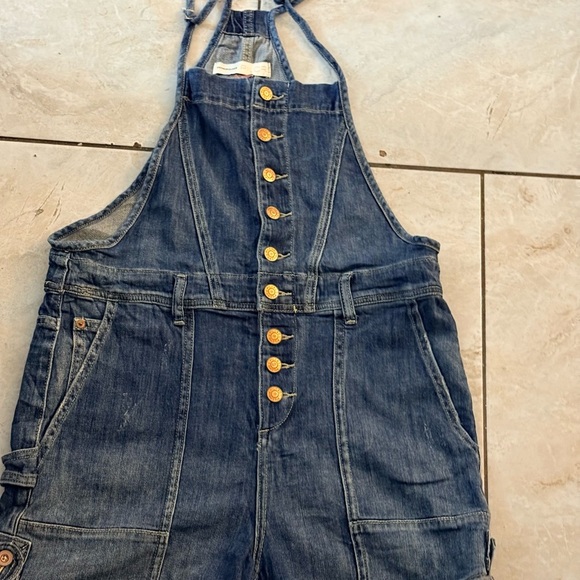Denim Blue Women's Overall Shorts - Picture 3 of 4